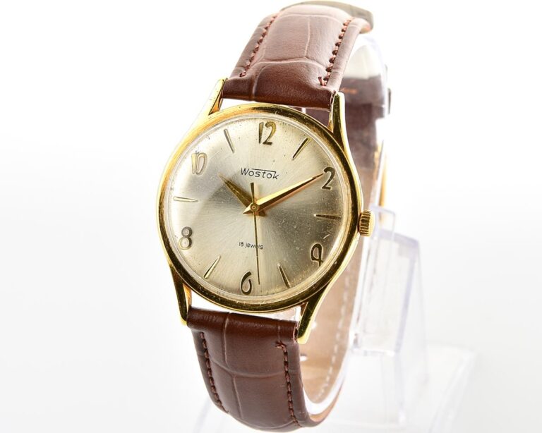 Soviet Wostok (Vostok) gold-plated vintage mechanical wristwatch