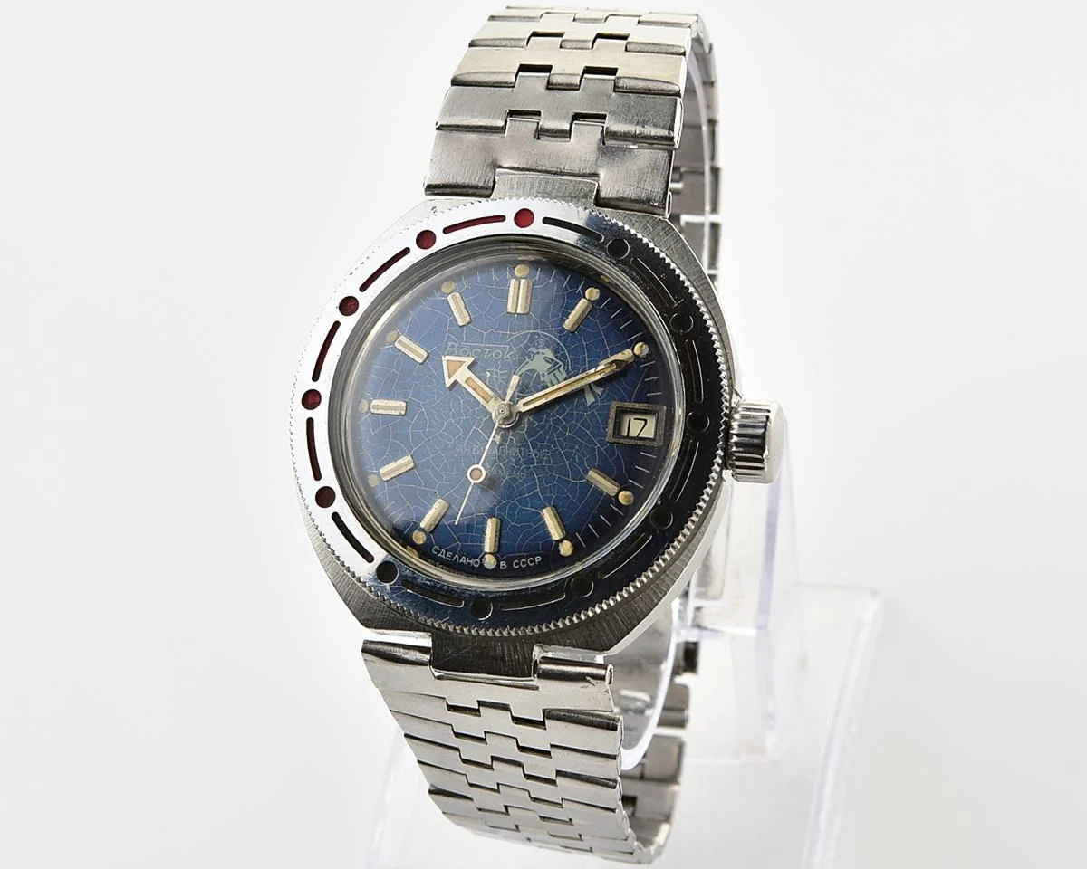 Vostok Amphibia Diver wristwatch (Scuba Dude), with vintage stainless steel bracelet