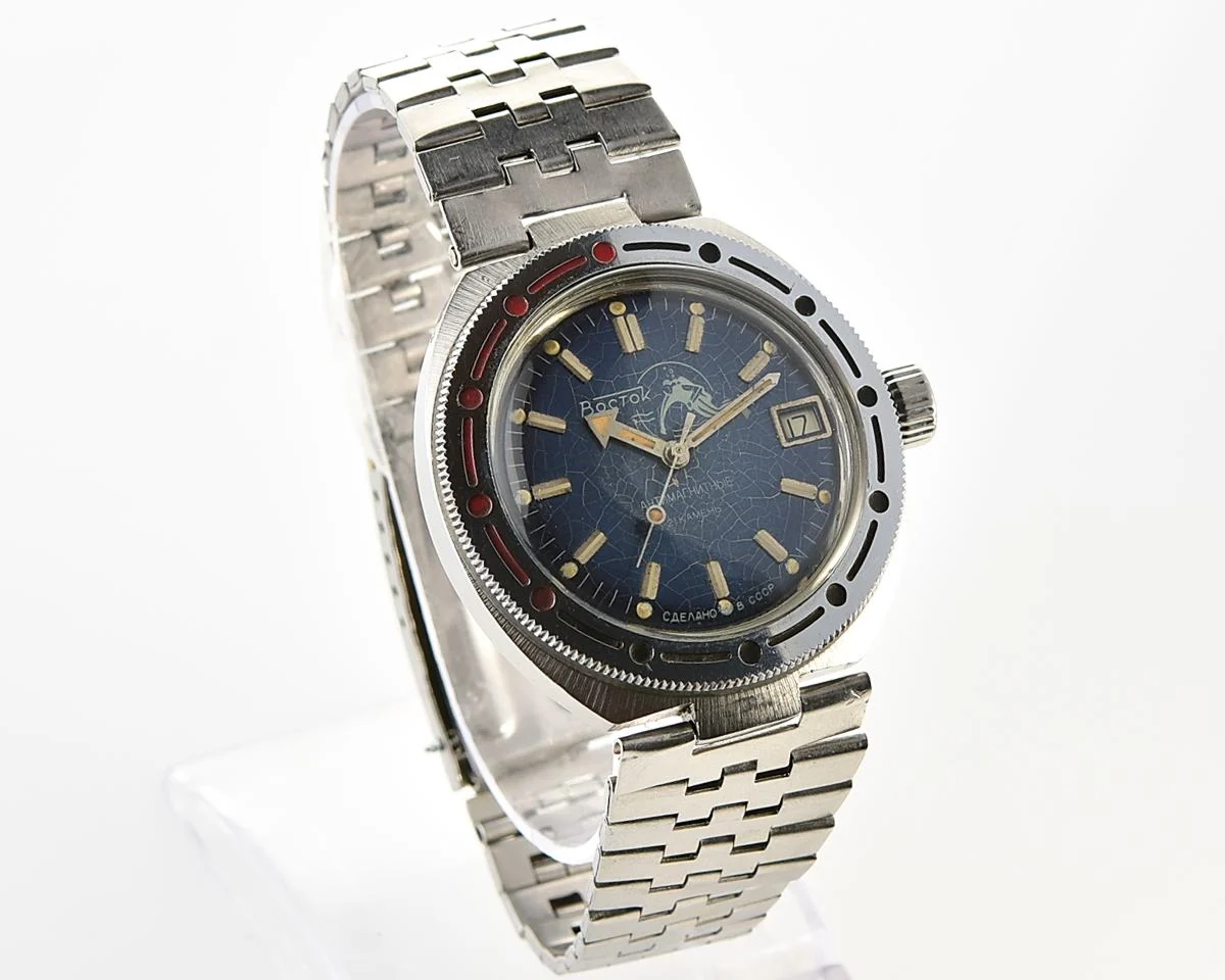 Vostok Amphibia Diver wristwatch (Scuba Dude), with vintage stainless steel bracelet