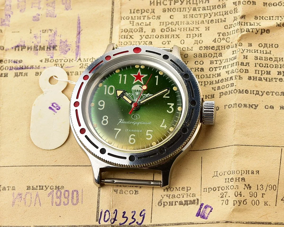 TIME CAPSULE: Mechanical Vostok Amphibia Paratroopers wristwatch for airborn troops – New Old Stock (NOS)!