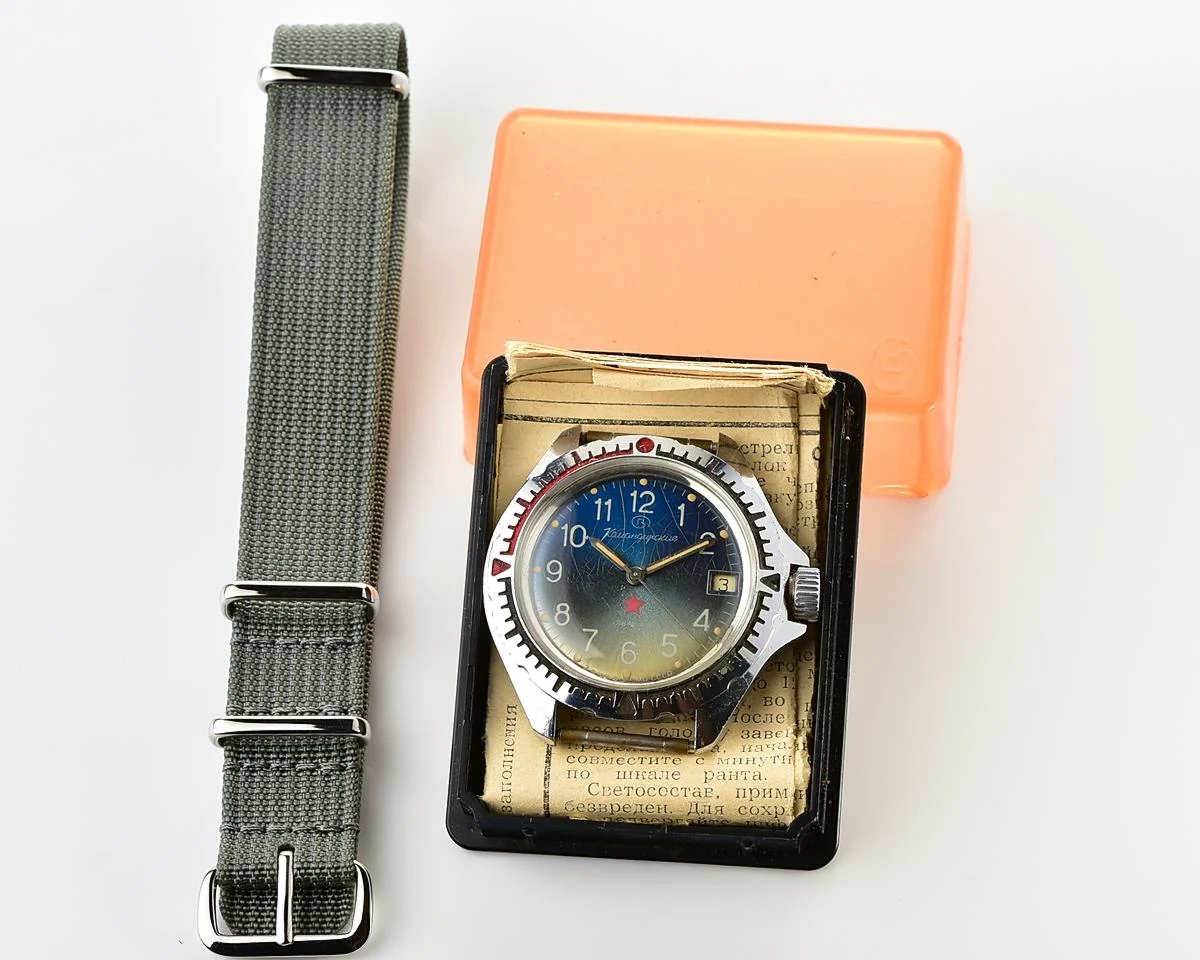 Soviet Vostok Komandirskie limited series watch – “Zakaz MO CCCP” with box and passport, engraved "from the veteran's counsel"