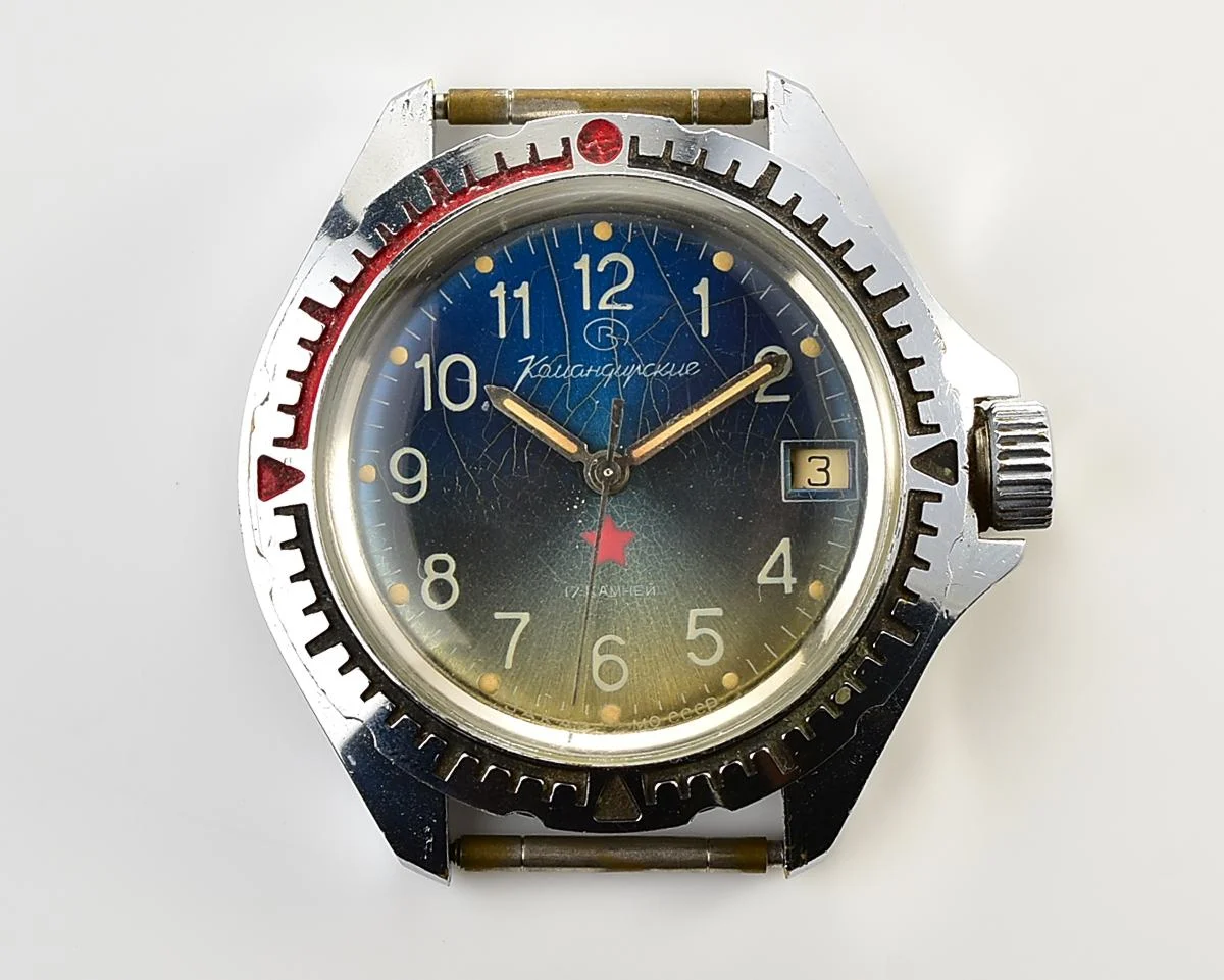 Soviet Vostok Komandirskie limited series watch – “Zakaz MO CCCP” with box and passport, engraved "from the veteran's counsel"