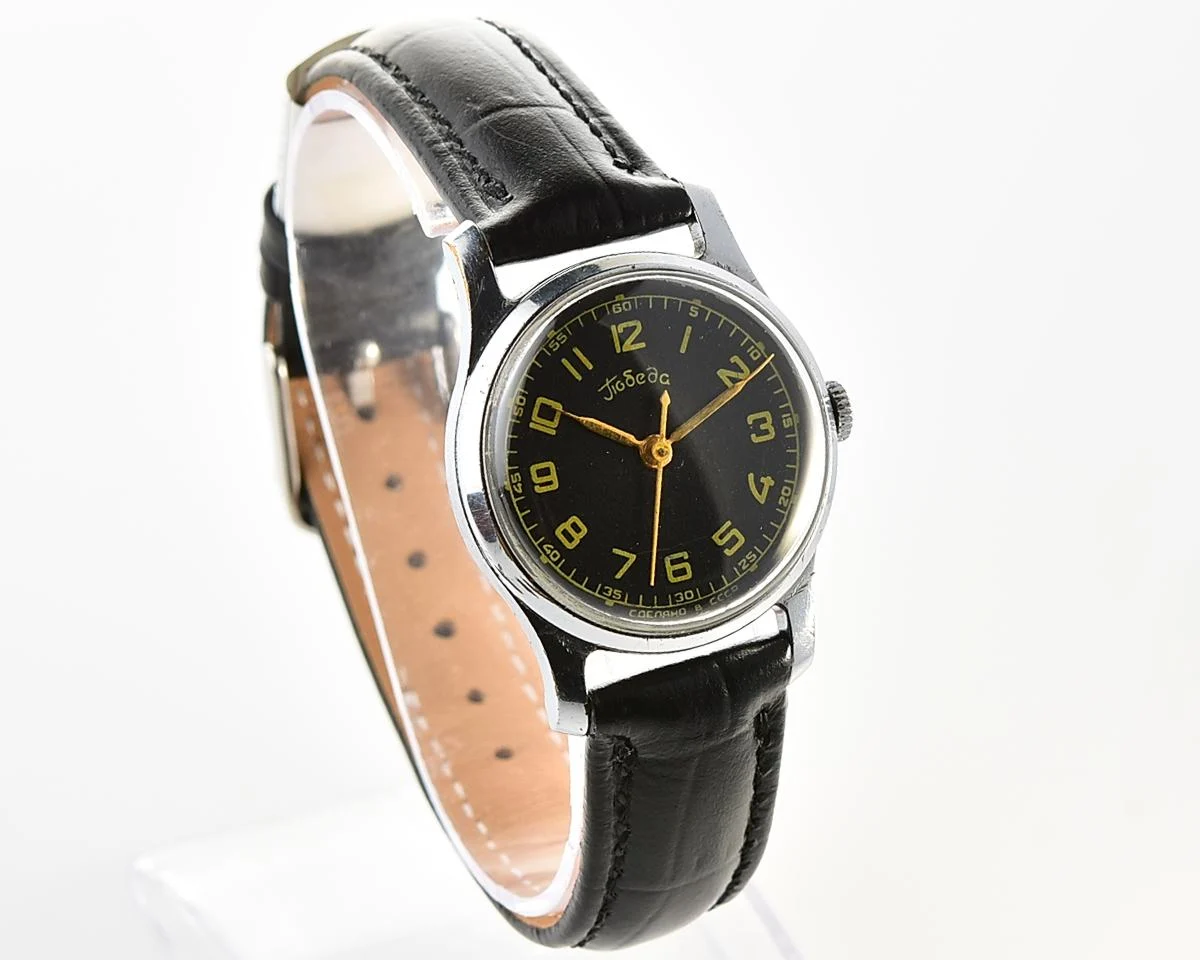 Excellent vintage Soviet mechanical watch Pobeda Zim from the 1950s