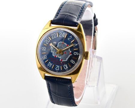 RAKETA "Soviet Antarctic Expedition", vintage mechanical gold-plated watch with 24 hours dial!