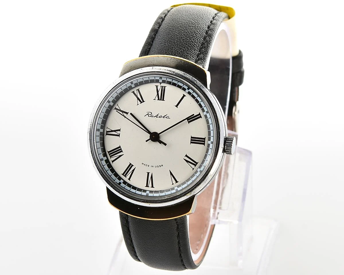 Soviet Raketa vintage mechanical watch with roman numerals