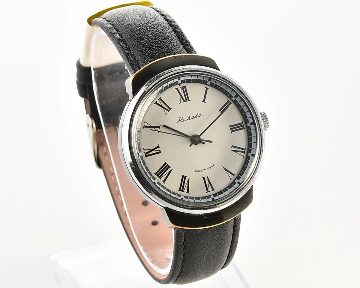 Soviet Raketa vintage mechanical watch with roman numerals