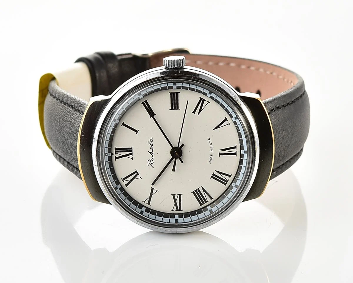 Soviet Raketa vintage mechanical watch with roman numerals