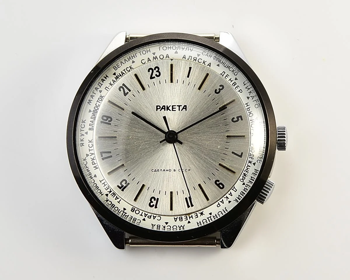 TIME CAPSULE: Vintage mechanical Raketa watch with 24 hours dial – New Old Stock (NOS)!