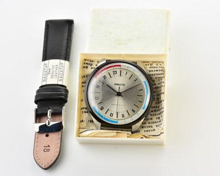 TIME CAPSULE: Soviet vintage mechanical watch RAKETA with 24 hours dial, NEW old stock(NOS)!