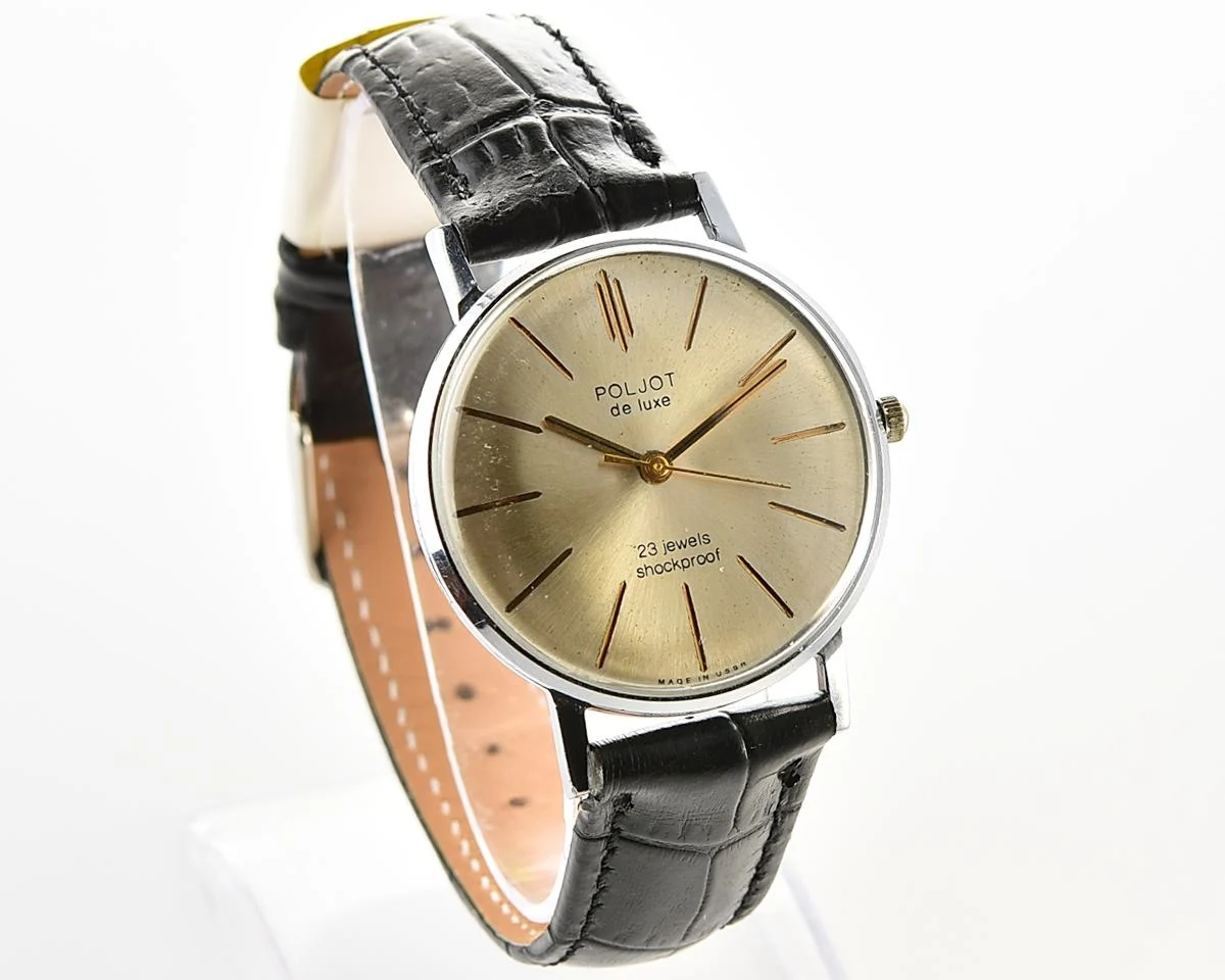 Beautiful Poljot De Luxe watch with vintage Soviet mechanical 2209 movement