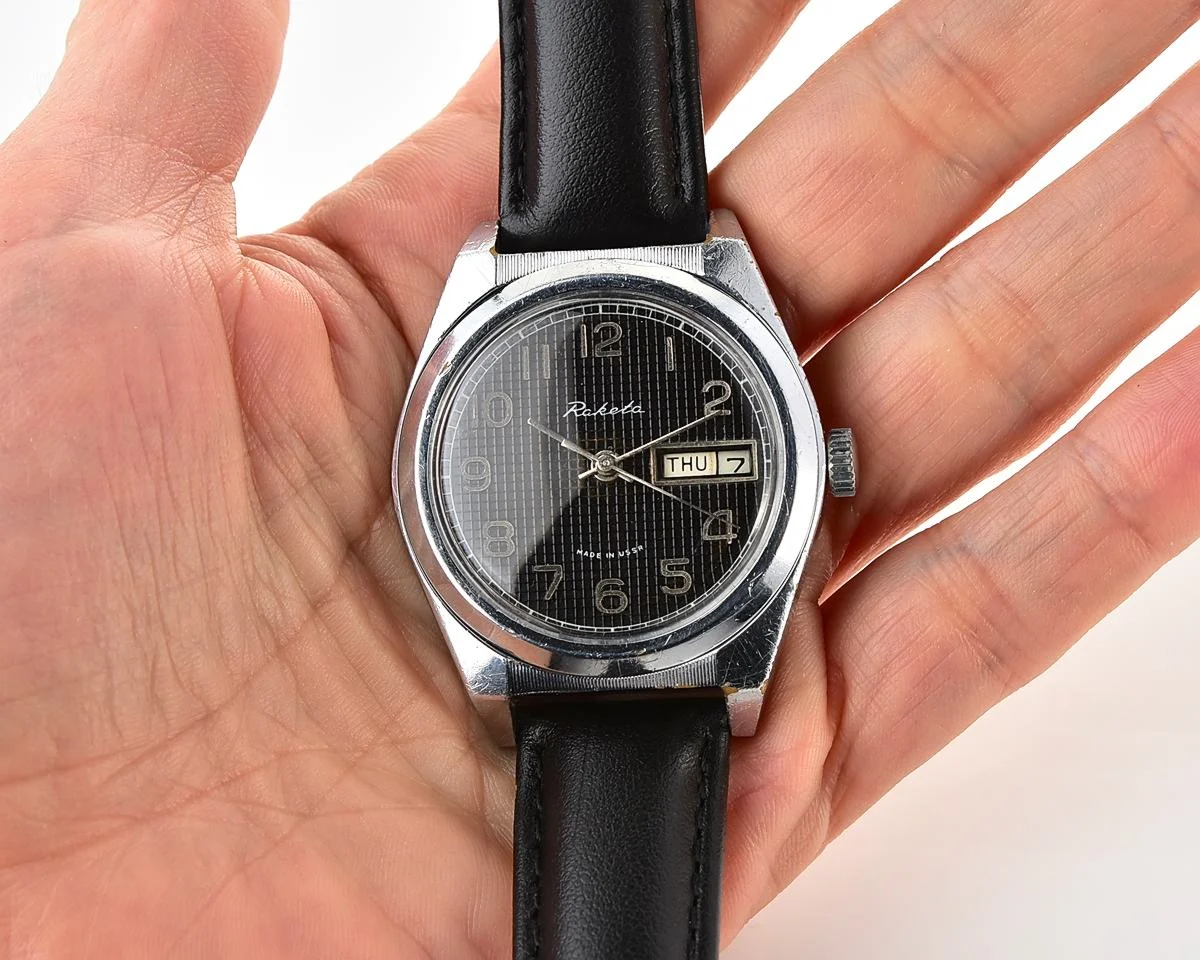 Raketa vintage mechanical wrist watch with double calendar