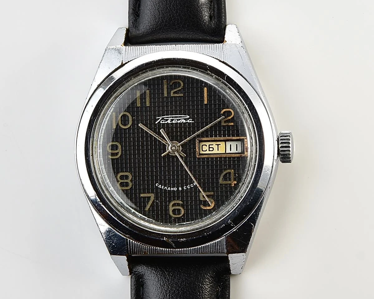 Raketa vintage mechanical wrist watch with double calendar