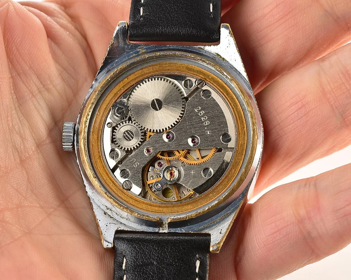 Raketa vintage mechanical wrist watch with double calendar