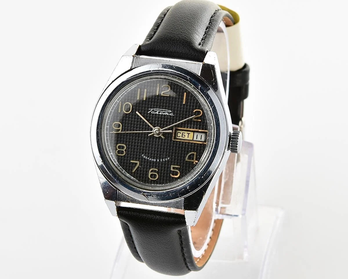 Raketa vintage mechanical wrist watch with double calendar