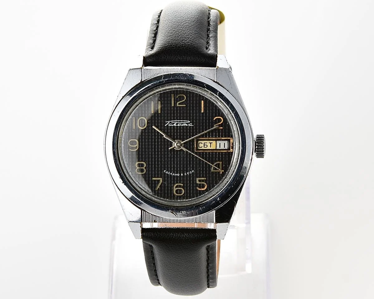 Raketa vintage mechanical wrist watch with double calendar