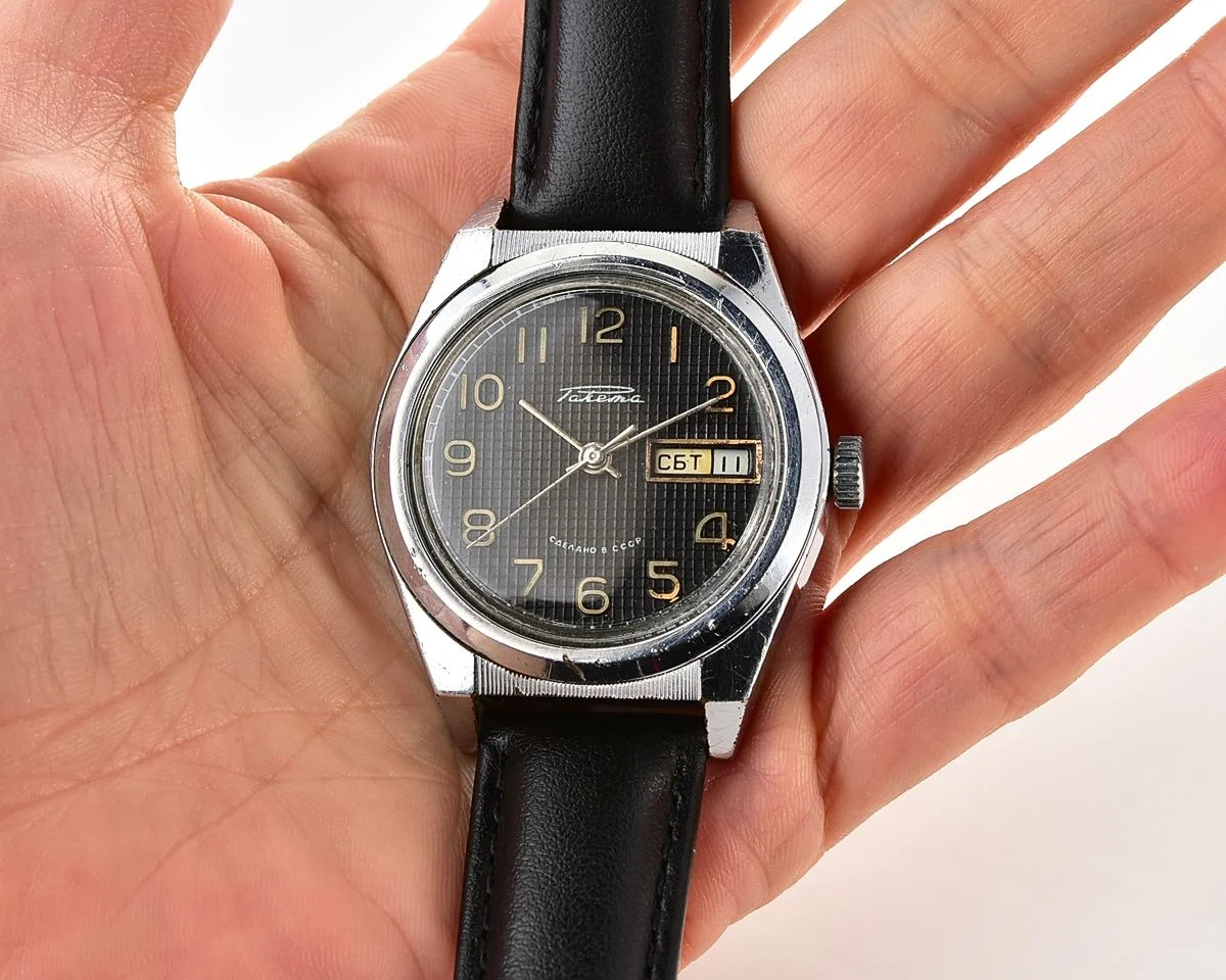 Raketa vintage mechanical wrist watch with double calendar