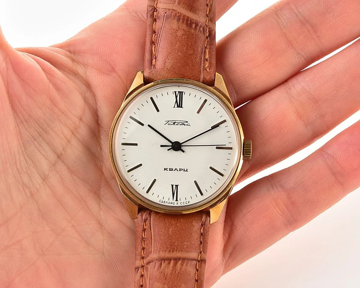 Elegant Soviet Raketa vintage quartz watch