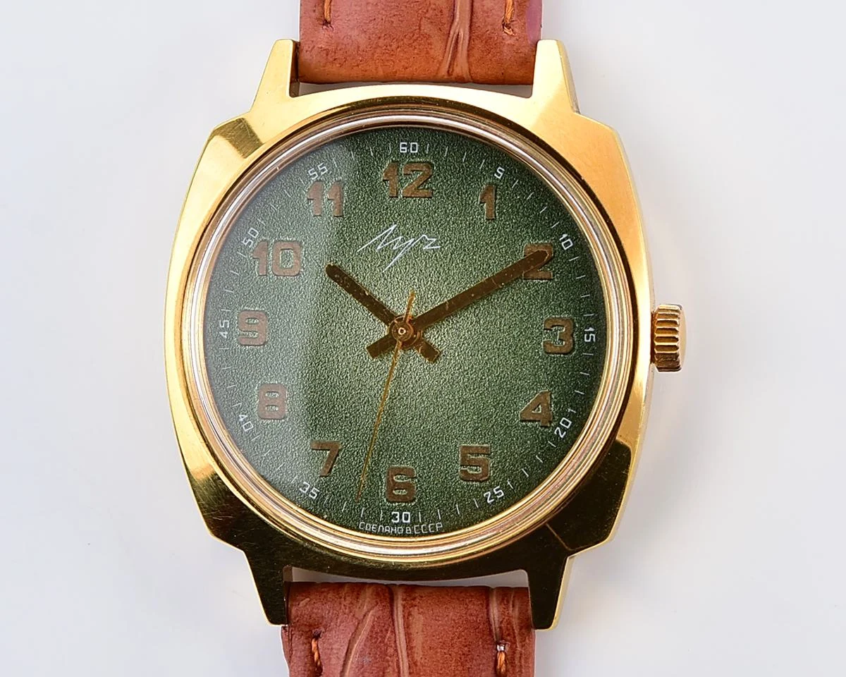 Large Luch Soviet vintage gold-plated wristwatch