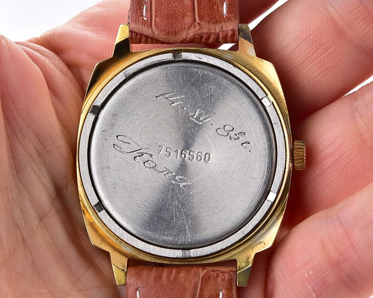 Large Luch Soviet vintage gold-plated wristwatch