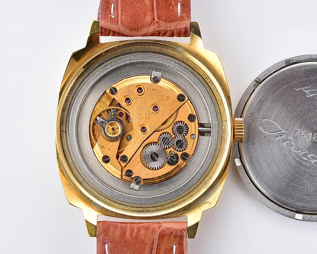 Large Luch Soviet vintage gold-plated wristwatch