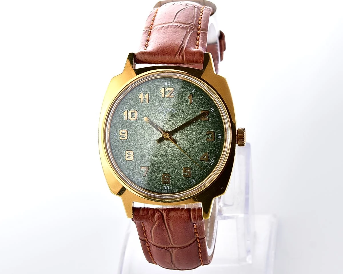 Large Luch Soviet vintage gold-plated wristwatch