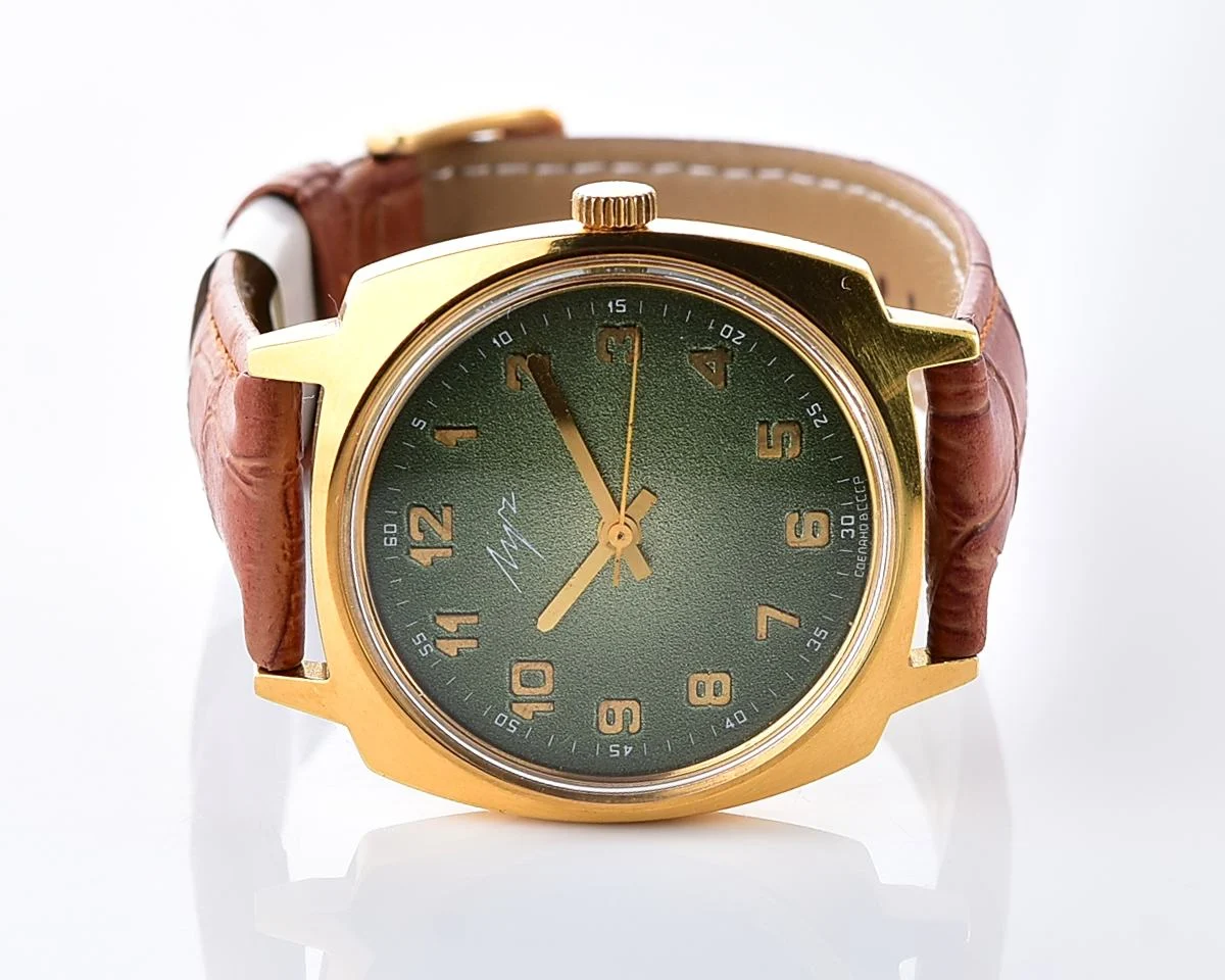 Large Luch Soviet vintage gold-plated wristwatch