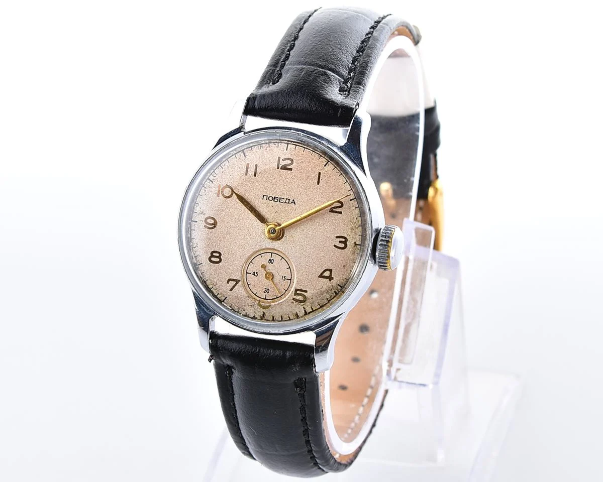 Soviet Pobeda "34-K" in hermetic case, 1MChZ, from the 3rd quarter of 1954 – the same model as the first watch in space!
