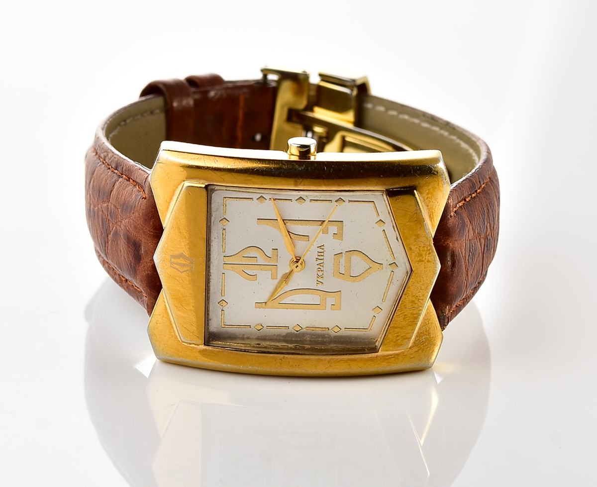 Ukrainian made Kleynod gold-plated watch dedicated to the 15th anniversary of Ukraine's independence