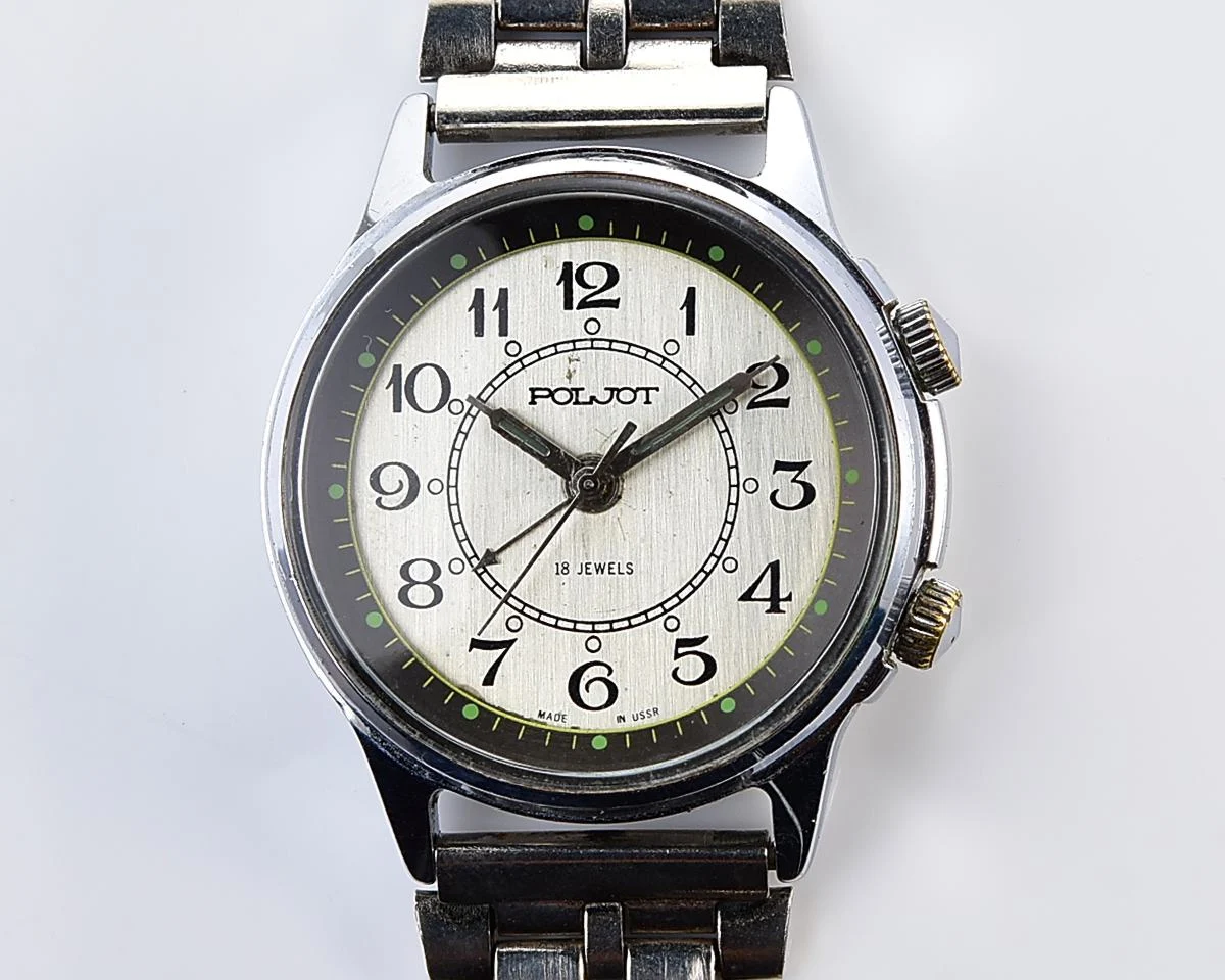 Soviet Poljot-cricket mechanical watch with alarm clock function