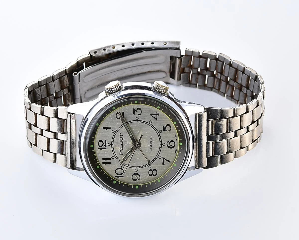Soviet Poljot-cricket mechanical watch with alarm clock function