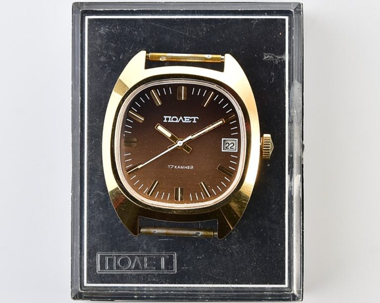 Soviet POLJOT gold-plated mechanical wristwatch