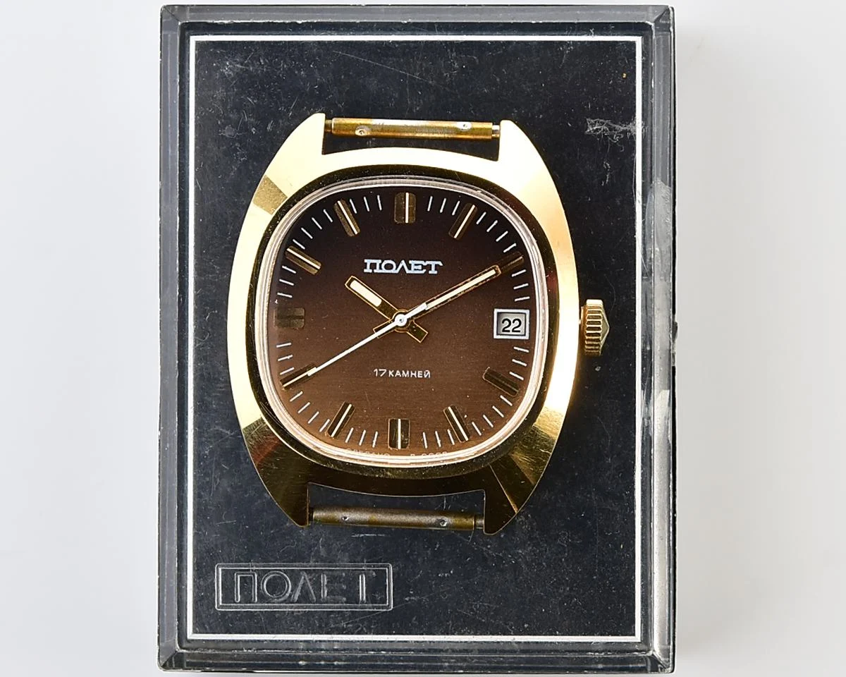Soviet Poljot gold-plated mechanical wristwatch