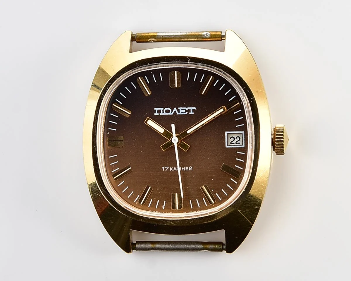 Soviet Poljot gold-plated mechanical wristwatch