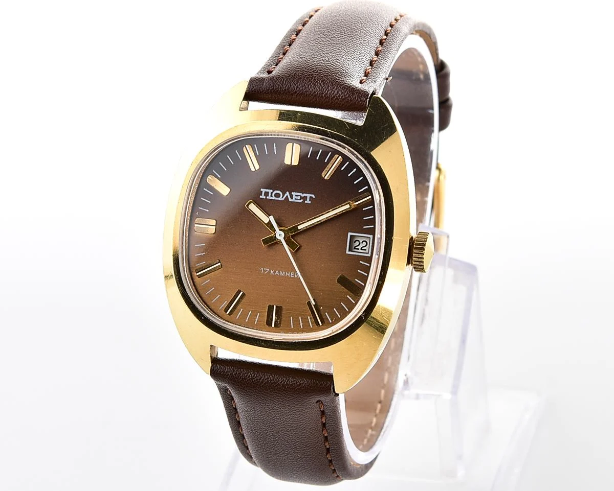 Soviet Poljot gold-plated mechanical wristwatch