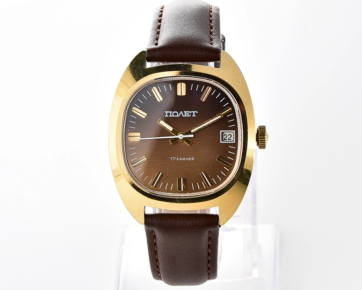 Soviet Poljot gold-plated mechanical wristwatch