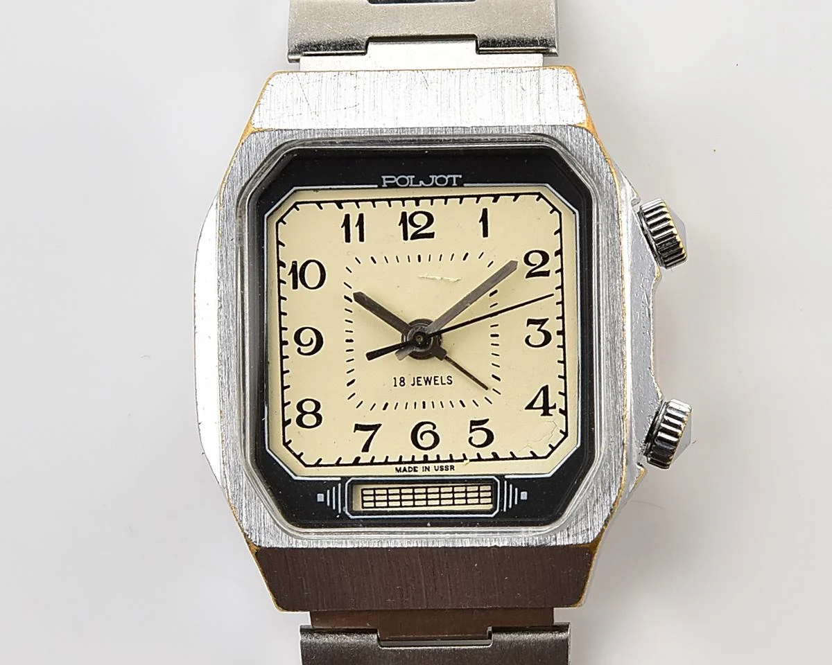 Soviet Poljot-cricket mechanical watch with alarm clock function