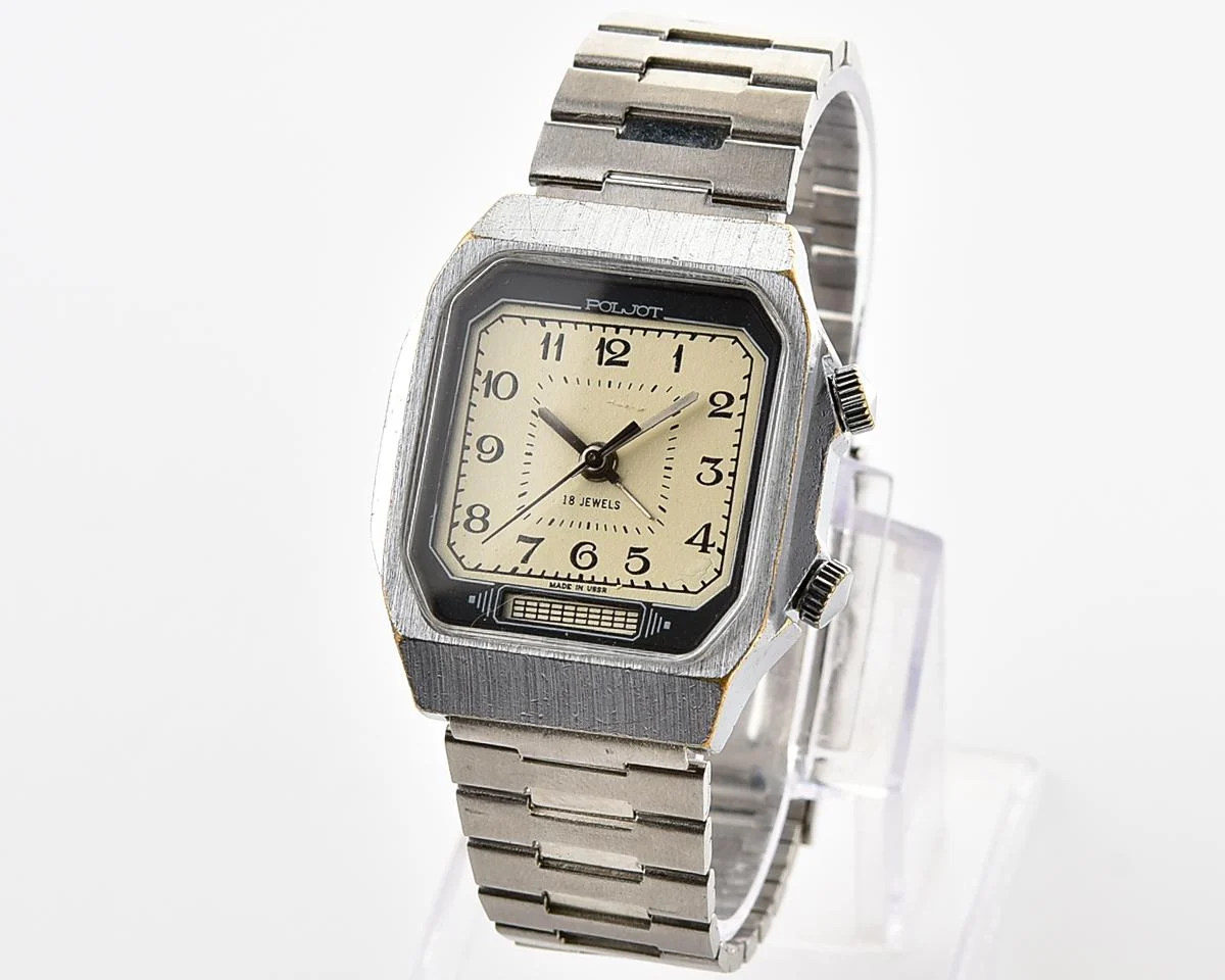 Soviet Poljot-cricket mechanical watch with alarm clock function