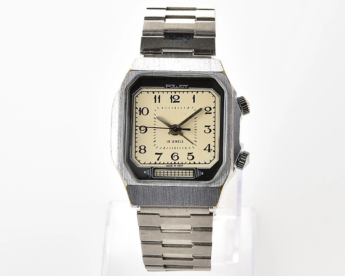 Soviet Poljot-cricket mechanical watch with alarm clock function