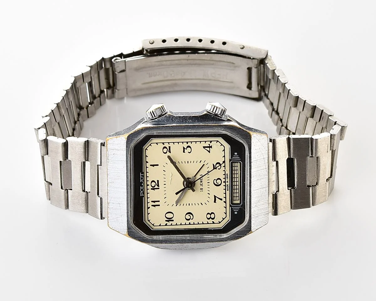Soviet Poljot-cricket mechanical watch with alarm clock function
