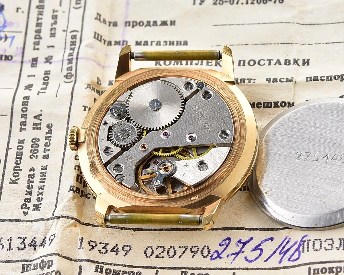TIME CAPSULE: Vintage Soviet gold-plated Soviet Raketa watch, New Old Stock (NOS)!