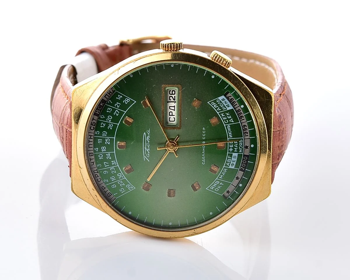 Soviet Raketa gold-plated perpetual calendar mechanical watch