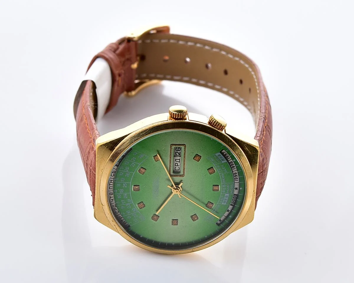 Soviet Raketa gold-plated perpetual calendar mechanical watch