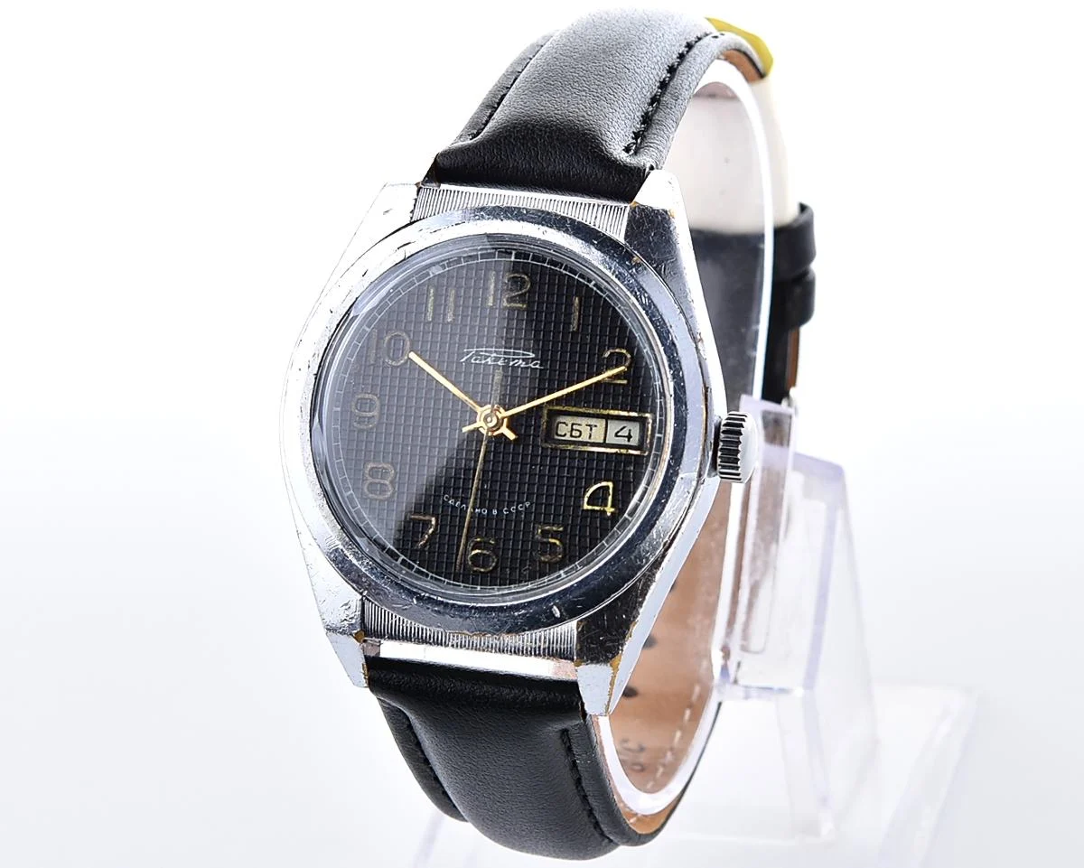 Raketa vintage mechanical wrist watch with double calendar