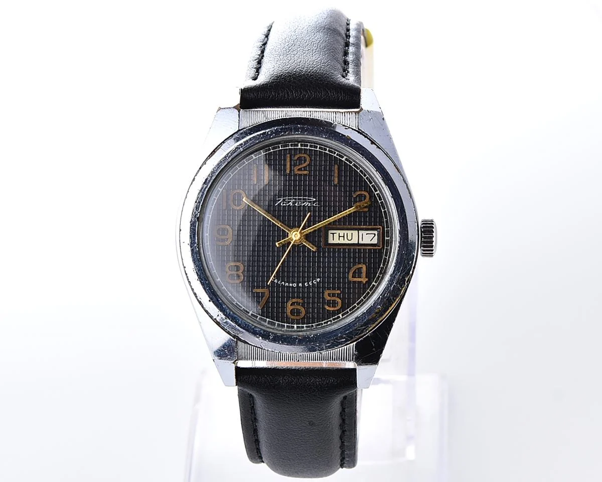 Raketa vintage mechanical wrist watch with double calendar