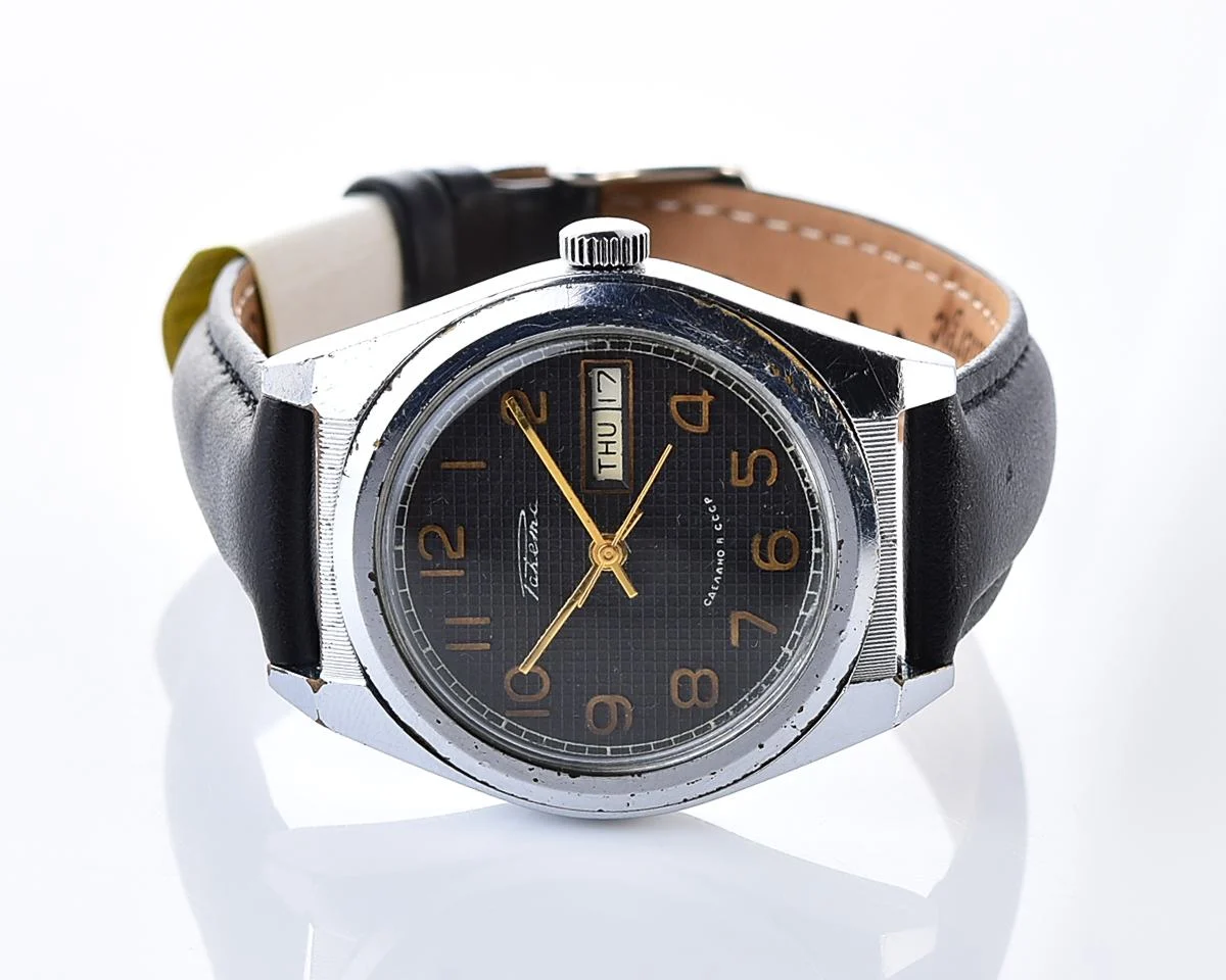 Raketa vintage mechanical wrist watch with double calendar