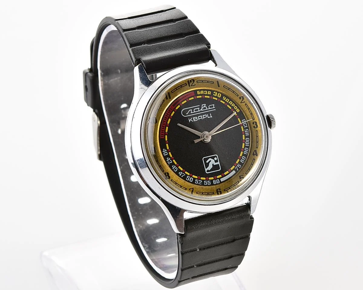 Soviet quartz Slava "Sport" with pulse scale!