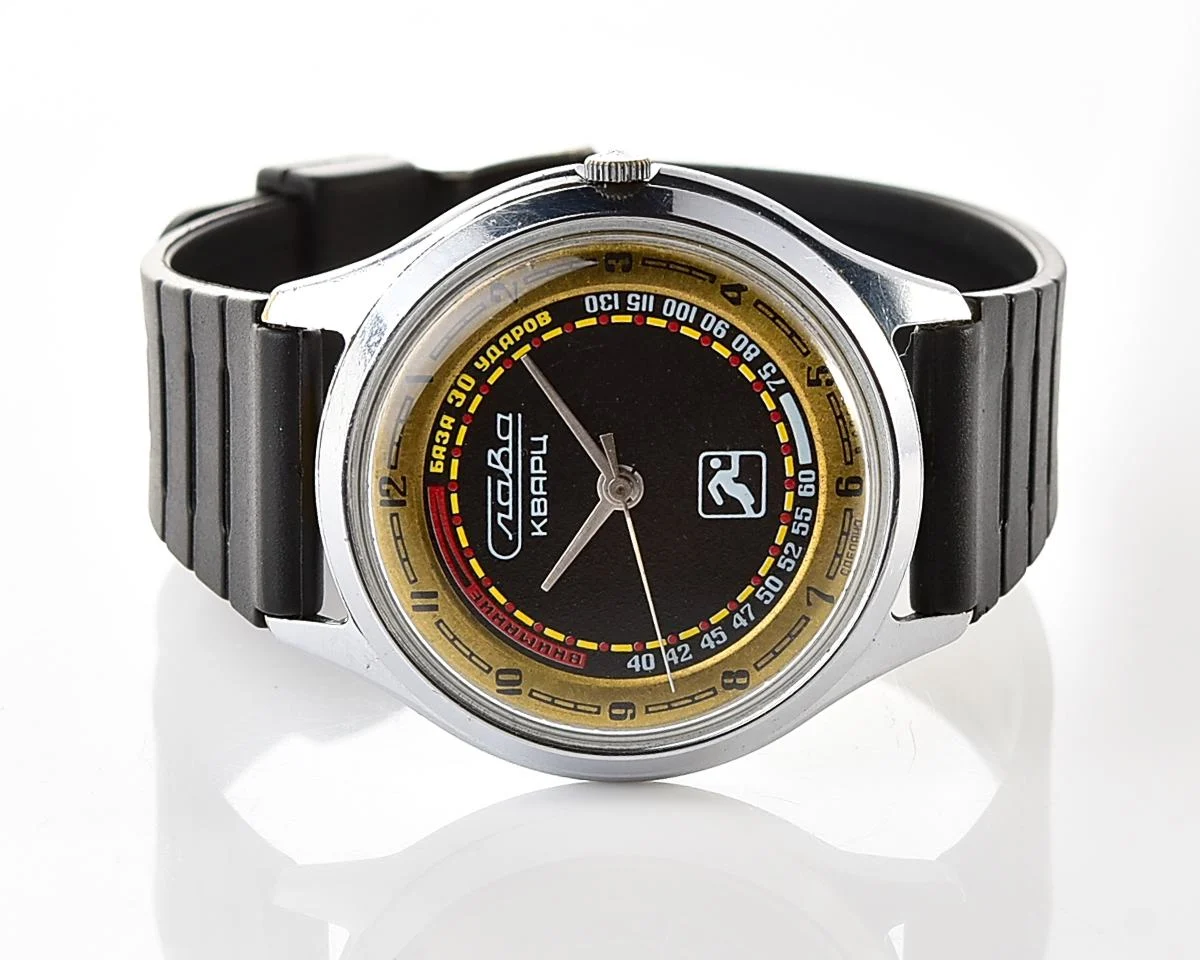 Soviet quartz Slava "Sport" with pulse scale!