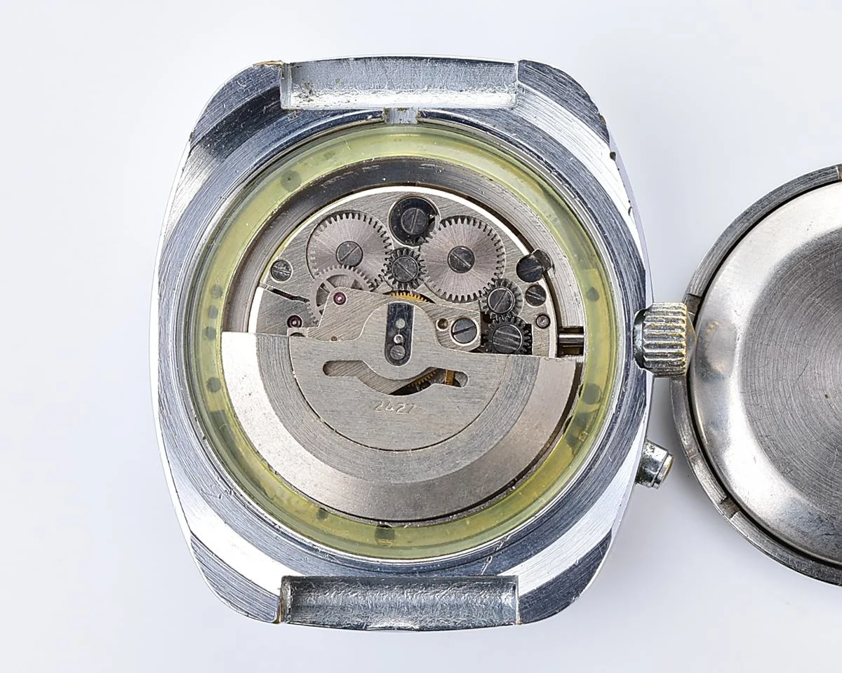 Slava vintage Soviet mechanical watch with automatic self-winding movement