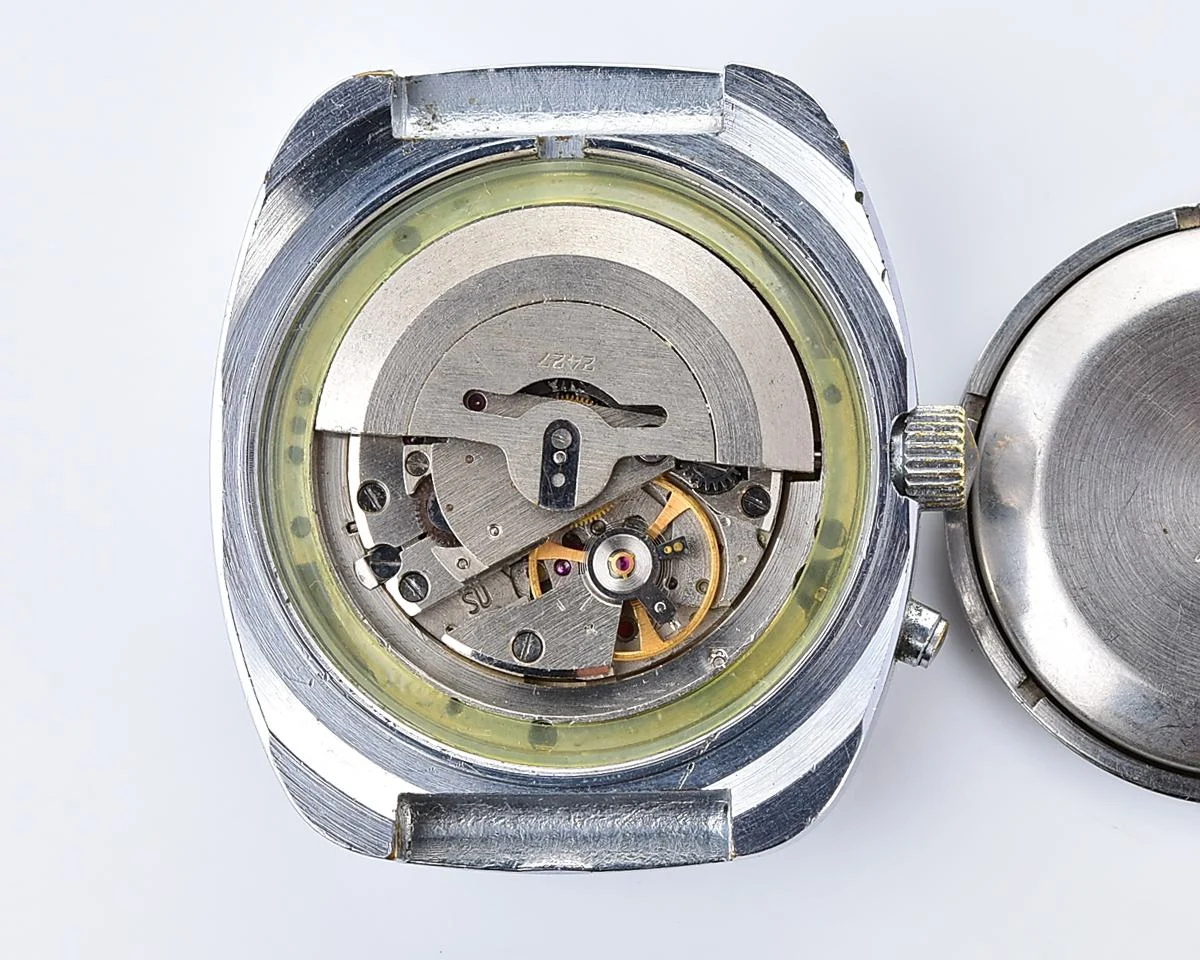Slava vintage Soviet mechanical watch with automatic self-winding movement