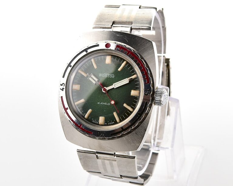 Soviet Vostok Amphibia watch, stainless steel tonneau case & Ф-shaped hands